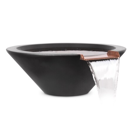 The Outdoor Plus 36 Round Cazo Water Bowl - GFRC Concrete - Black - OPT-36RWO-BLK
